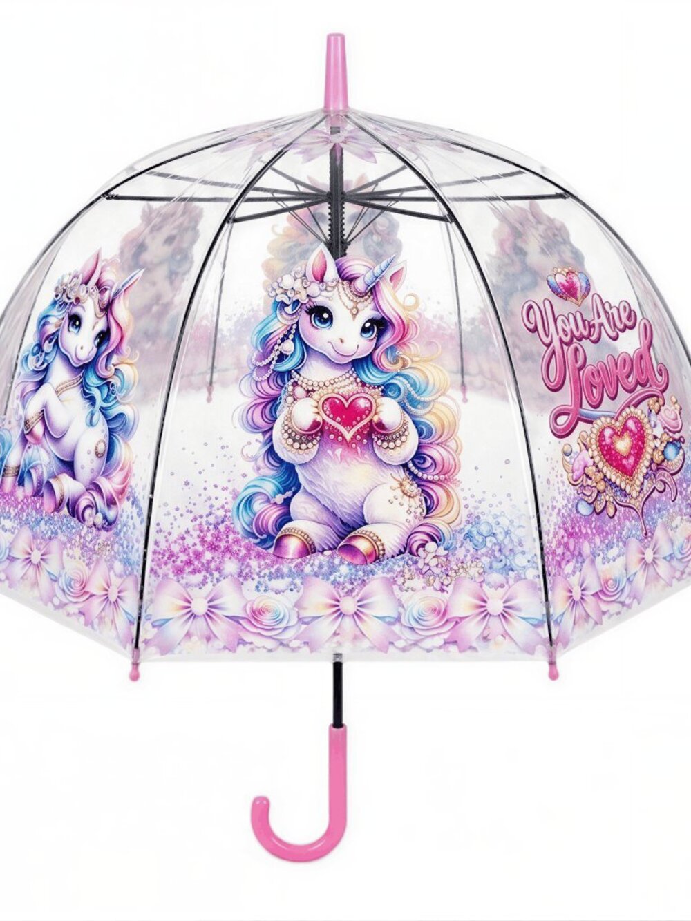 Unicorn Clear Dome Umbrella,Bubble Umbrella for Kids & Adults.